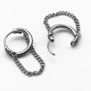 yunnique Hoop Earrings 316 Stainless Steel <b>Chain</b> Design <b>Titanium</b> Steel Studs For Men Women Fashion Jewelry - Product Image 3