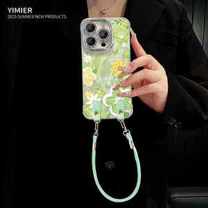 Custodia per <span class=keywords><strong>iPhone</strong></span> 17/16/14 con motivo floreale verde dipinto a olio, 14 strati di tessuto, senza cornice, anti-caduta ultra-sottile per donna. - Product Image 5