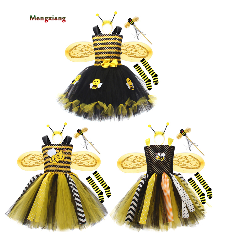 Disfraz De Abeja Para Niña Talla 5-6 Años – Vestido, Manguitos, Diadema Con Antenas Y Alas, Disfraz De Animal Para Carnaval, Halloween Y Fiestas
