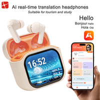 Auriculares Inalámbricos Inteligentes con Traductor IA de Control Independiente, Multi-idioma, Pantalla Digital, ANC, Diseño Impermeable de 60 Horas