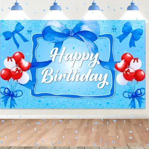 Décorations de fête d'anniversaire <span class=keywords><strong>Dr</strong></span> Seu, bannière de <span class=keywords><strong>fond</strong></span> Joyeux Anniversaire Chat, décorations sur le thème bleu, bannière de <span class=keywords><strong>fond</strong></span>, accessoires de photomaton - Product Image 1