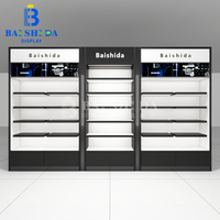 Vitrine murale personnalisable pour parfums, éclairage LED, étagères réglables, présentoir modulaire en acier inoxydable