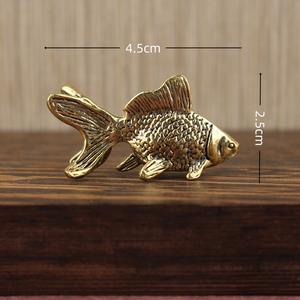 ของตกแต่งโต๊ะทำงานรูปปลาทองทองเหลืองวินเทจสุดน่ารัก งานฝีมือทองแดงแท้ - Product Image 5