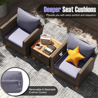 Ensemble de salon de jardin en osier tressé avec table basse de rangement – Vente chaude