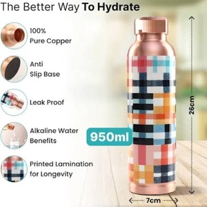 High Durability Pure Copper <b>Bottle</b> with Glossy Shine & Corrosion Free <b>Long</b> Lasting <b>Water</b> Storage <b>Bottle</b> for Regular & Office Use - Product Image 4