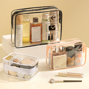 3 pièces en PVC transparent imperméable pour trousses de toilette Pochette transparente à motif de lettres pour l'extérieur, usage quotidien, cadeaux promotionnels - Product Image 5