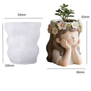 Moules à Béton pour Pots Petite Fille Tête Statue Ciment Silicone Pot De Fleur <span class=keywords><strong>Moule</strong></span> Visage Portrait Sculpture Succulente Planteur <span class=keywords><strong>Moule</strong></span> - Product Image 2