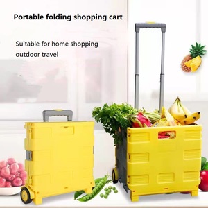 पोर्टेबल ढहने वाले रोलिंग 2 व्हील चढ़ाई फोल्डेबल सुपरमार्केट शॉपिंग प्लास्टिक ले हाथ ट्रॉली गाड़ी - Product Image 3