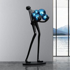 लिविंग रूम या कार्यालय कला सजावट के लिए मानव आकृति धारण क्षेत्र के साथ आधुनिक अमूर्त राल फर्श लैंप - Product Image 5