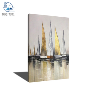 Dipinto a Mano su Tela di Alta Qualità <span class=keywords><strong>con</strong></span> <span class=keywords><strong>Barche</strong></span> a Vela e Paesaggio, Grande Quadro a Olio su Tela <span class=keywords><strong>con</strong></span> <span class=keywords><strong>Barche</strong></span> a Vela - Product Image 2