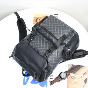 Korean Style Men's <b>Backpack</b> <b>Large</b> Capacity Travel Bag PU Leather 14 Inch Laptop Compartment Wear Resistant Neutral Gender - Product Image 2