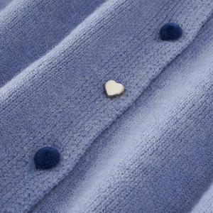 <span class=keywords><strong>Cardigan</strong></span> a Coste Blu Chiaro |   Maglione da <span class=keywords><strong>Donna</strong></span> con Collo Alto e Vestibilità Slim con Logo Personalizzato Ricamato - Product Image 4