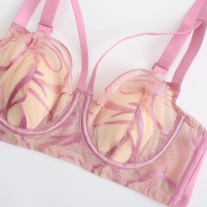 Conjunto de Lencería Francesa para Mujer, Sexy, con Bordado de Pintura a Tinta, Encaje, Sujetador de Algodón Fino, Copa Grande, con Malla Ocultadora - Product Image 5