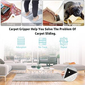 4pcs Upgraded Larger Size PU Reusable Grid Triangle Rug Gripper with Strong Adhesive Non-Slip for Large <b>Carpets</b> - Product Image 3