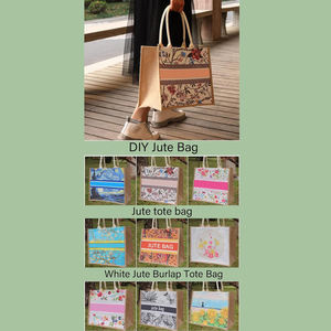 Produsen kustom logo cetak Promosi tanda pengiring pengantin hadiah dirancang tangan tas pasar rami - Product Image 5