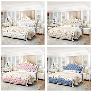 <span class=keywords><strong>Cama</strong></span> King Size Tapizada en Tela, Estilo Francés, Lujosa y Elegante, con Estructura <span class=keywords><strong>de</strong></span> Madera Sólida para un Dormitorio Elegante, Muebles Reales - Product Image 6