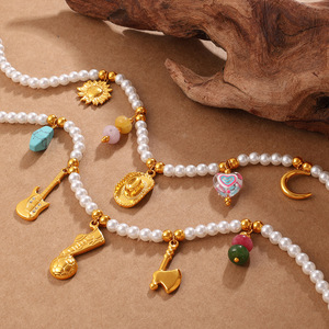 Conjunto de Joyería de Perlas para Mujer, Accesorios Diarios de Lujo Ligero con Dijes de Raqueta de Jersey, Resistentes al Desgaste - Product Image 6