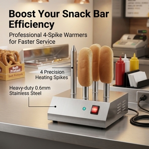 Commercial 4 Heating Rods Hot Dog Bun Warmer, Stainless Steel Countertop Bread <b>Toaster</b> Heater for Snack Bar Concession Stand - Product Image 5