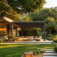 Pérgola de Aluminio de Grado Comercial con Techo de Láminas Motorizadas, Resistente al Agua y al Viento, Personalizable, Bioclimática, para Jardín Exterior