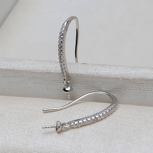 Anillo Abierto de Plata S925 Hecho a Mano, Accesorio para Pendientes, para Mujer, 25 mm, Anillo Vivo con Perla, Soporte Hueco de 3 mm - Product Image 2