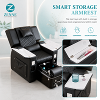 Fauteuil de pédicure spa moderne de luxe avec bain de pieds à remous et massage, mobilier de salon de manucure avec accoudoir de rangement, personnalisable OEM pour usage en centre commercial et hôtel