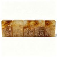 Tuiles de mahjong américaines en résine, aspect jade, motif palmier soleil, couleur personnalisée, ensemble de mahjong en jade pour les marques
