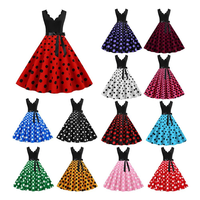 Robe longue vintage d'été pour femme, col en V, à pois, avec ceinture, tricotée, tissée, coupe trapèze