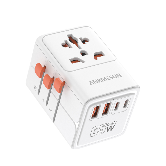Global Travel 65W Fast Charging Capability Universal Plug and Socket Travel Adapter