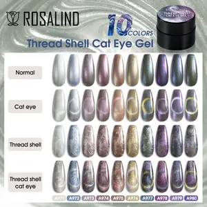 Rosalind oem özel logo toksik olmayan uv led lamba renkleri kedi gözü tırnak jel cila manikür kapalı islatın iplik kabuk kedi göz jeli