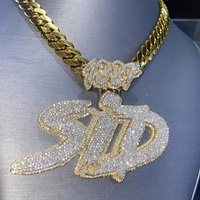 Pendentif Lettre Personnalisée Hip Hop Homme Bijoux Iced Out en Argent Sterling 925 VVS Moissanite Diamant Numéro Nom Initial Logo
