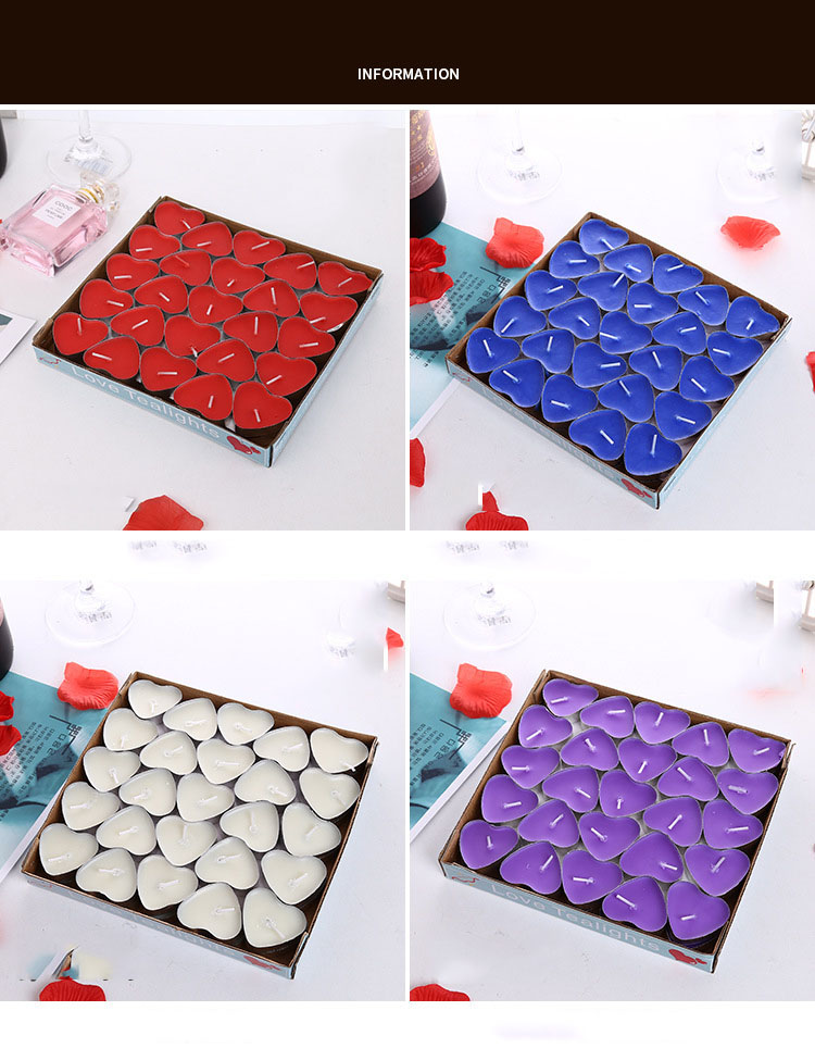 Aromatherapy Heart Shaped Smokeless Tealight Soy Wax Scented Candles 50 Pcs 3