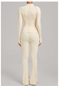 Vente chaude haute élasticité Yoga 3 pièces col montant veste moulante Fitness costume intérieur Pilates Yoga ensemble pour les femmes - Product Image 6