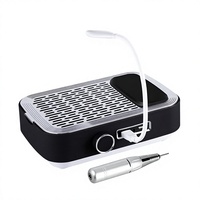 Machine de soin des ongles 858-3 avec logo personnalisable en couleur, aspirateur à poussière rechargeable, stylo de polissage, repose-main, filtre et lumière intégrée