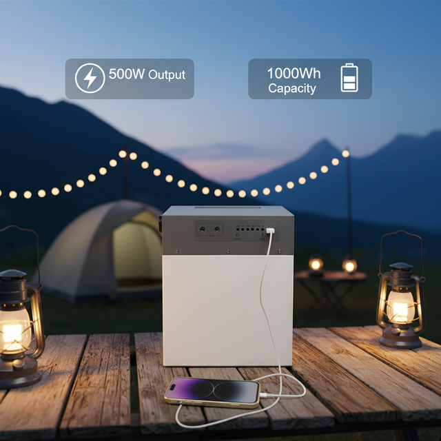 500W 1000Wh Large Capacity Silent Lifepo4 Portable Rechargeable Electric Solar Generator Charging Power Station for Home