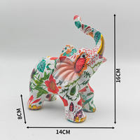 Vente en gros de statue d'éléphant colorée en résine Graffiti Art Décoration Résine Artisanat pour la maison et le jardin Décoration et cadeaux