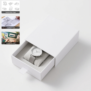 Luxury Oem Odm Custom Logo Ladies Watch Boxes Custom Gift Packaging Slide Drawer <b>Box</b> With Ribbon - Product Image 1