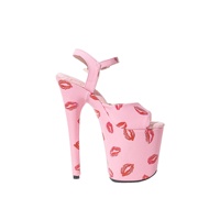 Chaussures de pole dance 20 cm (8 pouces) en cuir PU avec imprimé lèvres rouges, talons de strip-teaseuse, plateforme haute, pour spectacle de danseuse exotique, logo personnalisé