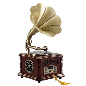 Hot Bán Retro Cổ Điển Cổ Điển Máy Nghe Nhạc 2 Tốc Độ Vinyl Bàn Quay Ghi Kỹ Thuật Số Đài Phát Thanh Máy Nghe Nhạc Máy Nghe Nhạc Với Loa Bằng Đồng - Product Image 2