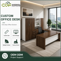 Grand bureau de direction moderne en bois avec tiroirs de rangement rotatifs - Meuble de bureau commercial durable avec armoire de rangement pour dossiers