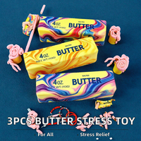 Lot de 3 jouets anti-stress réalistes en forme de beurre, jouets sensoriels souples en caoutchouc à presser pour adultes unisexe à partir de 14 ans, pour soulager l'anxiété