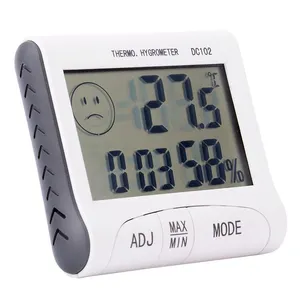 Mini thermomètre d'intérieur numérique LCD hygromètre température humidité compteur horloge bureau Station météo DC102 avec support magnétique