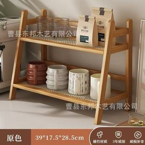 Étagère de bureau en bois à double niveau pour tasses, cosmétiques, collations, organisateur de rangement, type rectangulaire, 2ème étage - Product Image 4