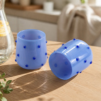 Tasse en verre à bulles bleu lait créative, en borosilicate haute résistance, pour café, lait et thé