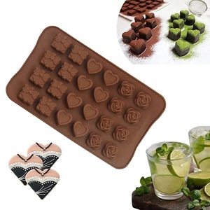Hot Sale 24 Cavities Valentinstag Silikon formen für Schokolade Lebensmittel qualität Backen Süßigkeiten und Butter Form mit verschiedenen Formen - Product Image 2