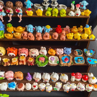 Collection de figurines en résine Kawaii en vrac : Capybara miniature, Grenouille, Lune, Couple, Mouton, Maison, Champignon, Étang, Panda, Cochon, Éléphant