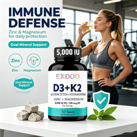 Superalimento para la Salud, Cápsulas de Vitamina D3 K2 5000 UI para Adultos, con Magnesio B6, Zinc y Quercetina, para Energía, Sistema Inmunitario y Salud Muscular