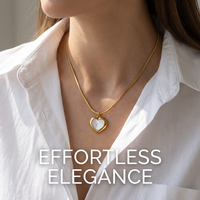 Collar con Colgante de Concha Natural con Lazo de Corazón, Chapado en PVD de 18k, Acero Inoxidable 316L, Joyería de Verano de Alta Calidad, Resistente al Agua, RINHOO