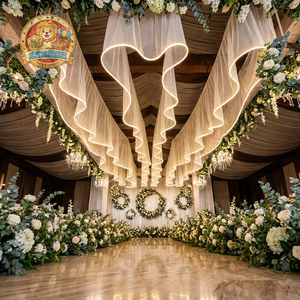 新入荷 エレガント モダン ウェディングデコレーションセット S字型ネットクロス ドレープ ケータリングデコレーション LEDストリップ シーリングライト AC電源 - Product Image 5