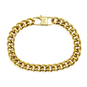 Pulsera de Cadena Cubana Simple y Brillante para Hombre, Estilo Hip Hop, Moda Urbana, 9mm de Ancho - Product Image 1