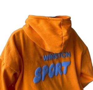 Venta al por mayor 100% Jersey de algodón moda jerséis Sudadera con capucha suelta 3D polvo Puff estampado para mujeres otoño 480g carta con capucha - Product Image 4